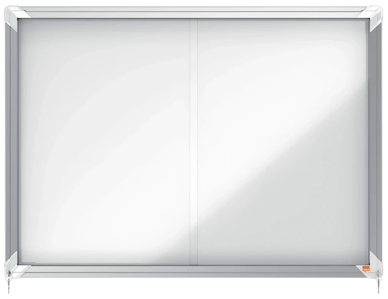 Nobo Magnetic Lockable Notice Board With Sliding Glass Door, 8 x A4, Premium Plus, White, 1902569
