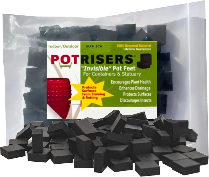 POTRISERS (Standard Size - 80 Pack - Invisible Pot Feet to Lift up to 25 Flower Pots or Statues | Perfect for Patios, Patios, Gardens and Greenhouses - Made in USA