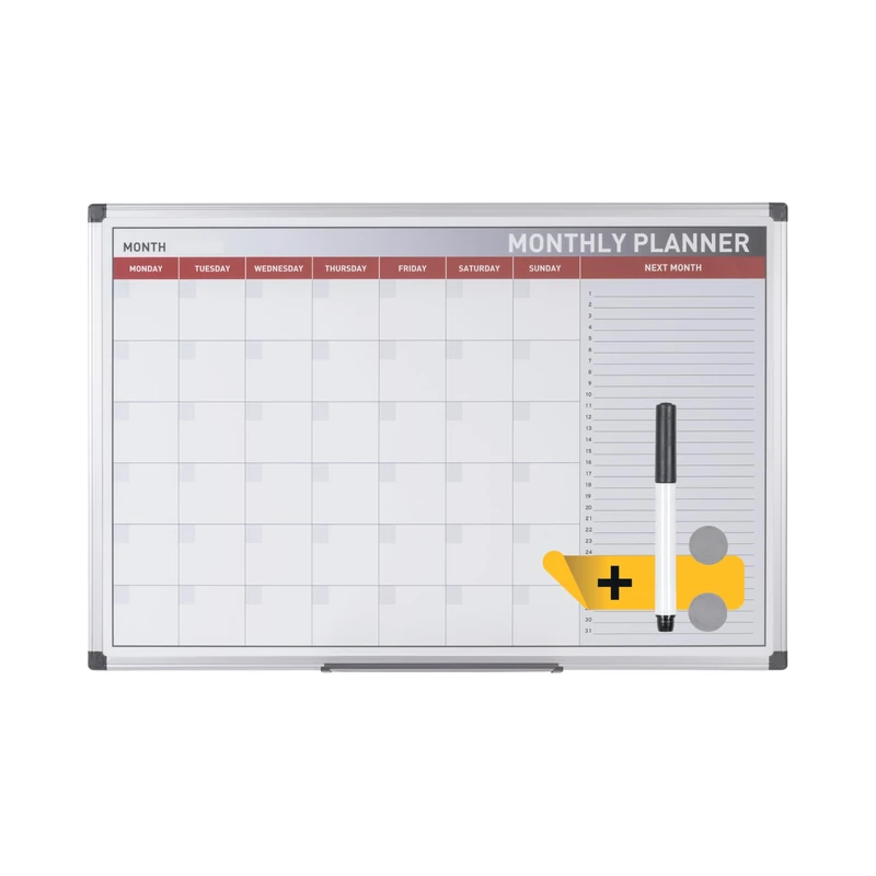Bi-Office Month Planner, Magnetic, Aluminium Frame, 90 x 60 cm