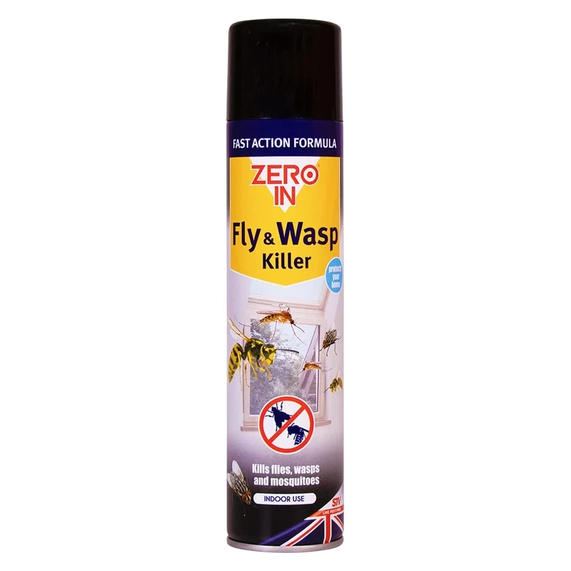Zero in Fly and Wasp Killer - 300 ml Aerosol, Controls Flying Insects and Bugs in The Home, Ready-To-Use, Fast Action Formula, Instand Knockdown of Flies, Waps and Other Flying Insects