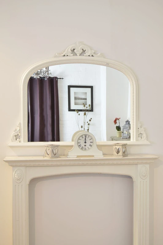 FRAMES BY POST Classic French Inspired White OVERMANTLE Mirror with Elegant Ornate Frame Complete with Pilkington's Glass Height: 36 inches (92cm) Overall Width 50 inches (127cm), Wood, 91x127,882117170-4