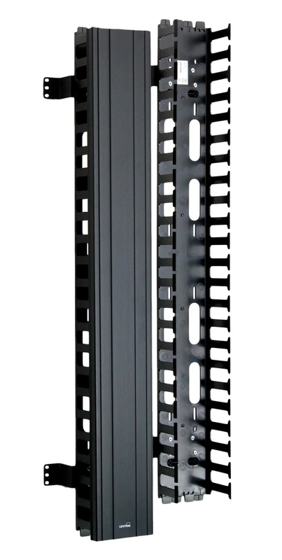 Leviton 4980L-VFO Vertical Front Only Cable Management, 5-inch Channel by 80-inch Long, Black Snap-On Cover
