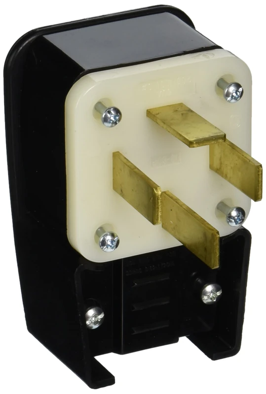 Leviton 8362-P 60 Amp, 277 Volt, Straight Blade, Plug, Industrial Grade, Angle, Non-Grounding, Black - Image 1