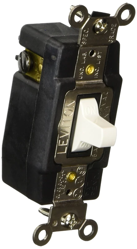 Leviton 1281-W 15-Amp 120/277-Volt Toggle Single-Pole AC Quiet Switch, white