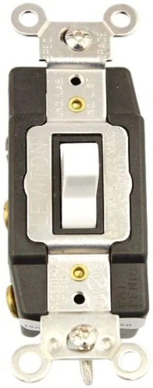 Leviton 1282-W 15-Amp, 120/277-Volt, Toggle Double Throw, Center Off, Maintained Contact, Double-Pole AC Quiet Switch, White
