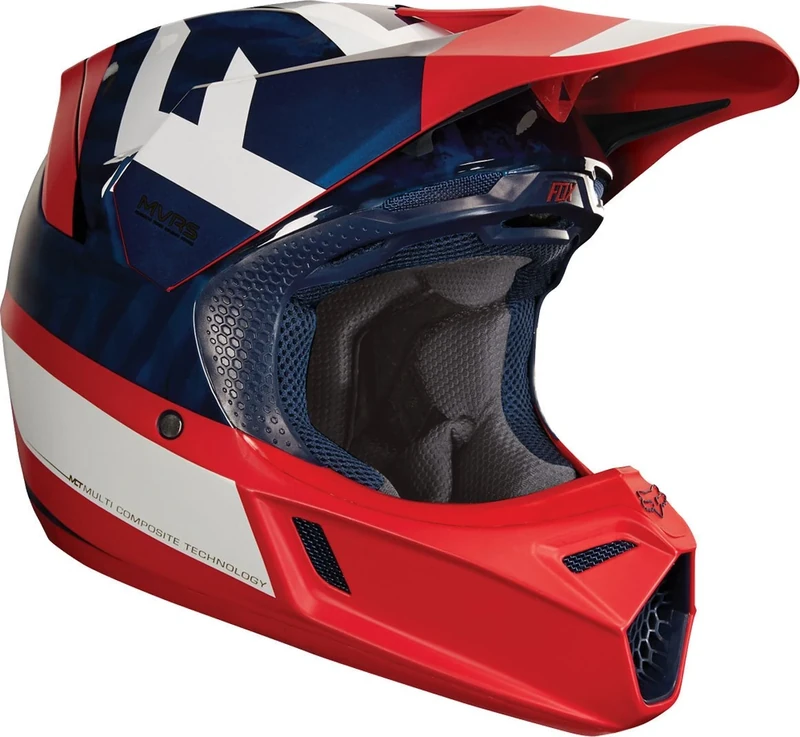 Fox Helmet V-3 Preest, Ece Navy/Red