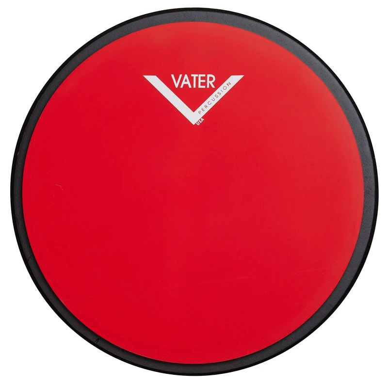 Vater Drumsticks VCB12D - Chop Builder Pad 12" | 30.48cm Hard and Soft Double Sided Practice Pad - Red/Black