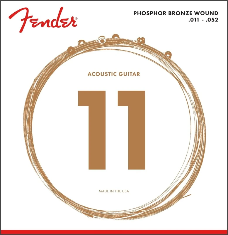 Fender 60CL Phosphor Bronze Acoustic Guitar Strings, Custom Light, .011-.052 Gauge, Rich Warm Tone, Long-Lasting, Hex Core, Ball-End Set