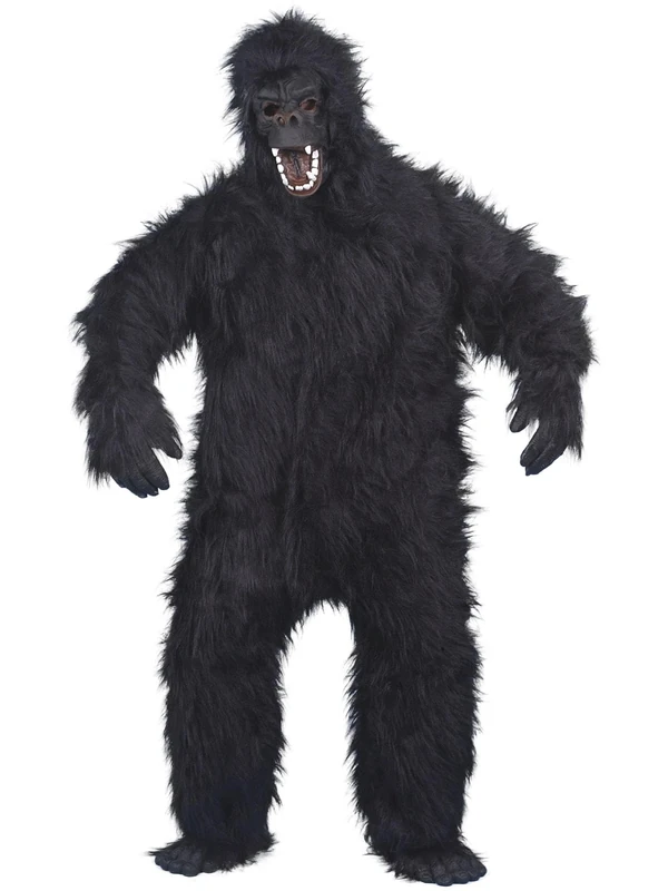 Smiffys Gorilla Costume, Black with Bodysuit, Mask, Hands & Feet, Party Animals Fancy Dress, Animal Dress Up Costumes Halloween