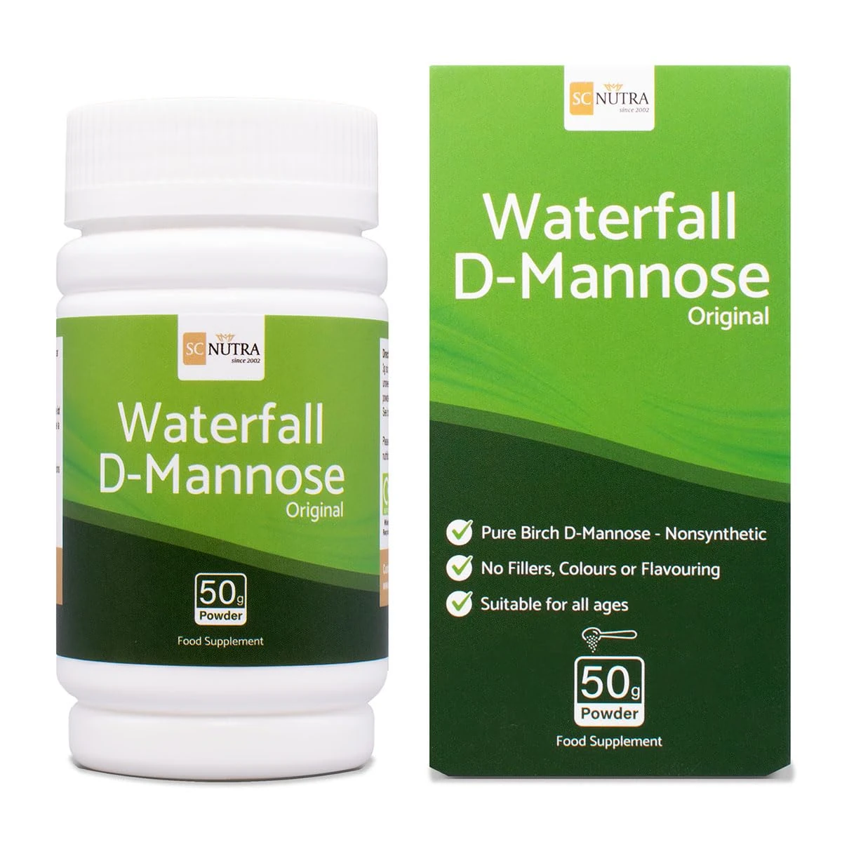 Waterfall D-Mannose Powder 50g – Pure Birch D-Mannose - Suitable for Vegetarians and Vegans