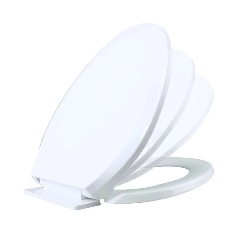 Toilet Seats White Plastic Toilet Seat Slow Close No-Slam Elong