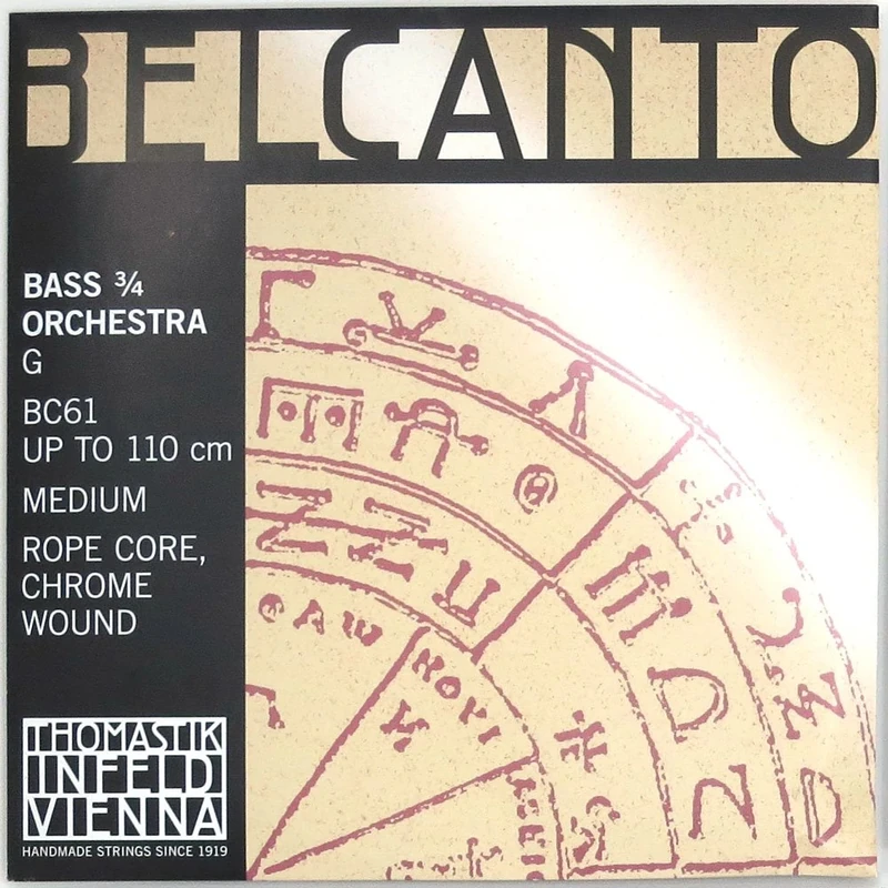 Thomastik single string for double bass 3/4 Belcanto - G string steel cable core, chrome wound, orchestral tuning, medium