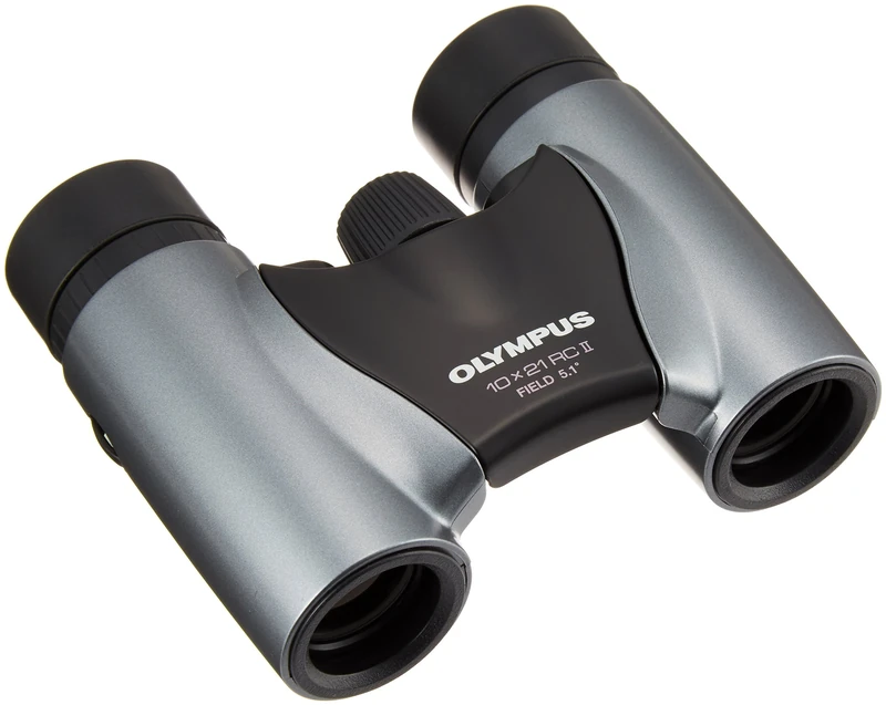 OM SYSTEM 10x21 RC II Binoculars Silver – Compact, Lightweight Foldable Design, 10X Magnification, Multicoated Lenses, Portable Binoculars for Outdoor Travel, Wildlife, Sports