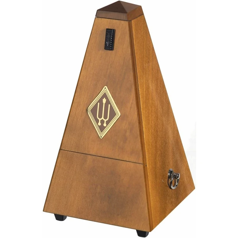 Wittner Metronome Taktell - Pyramid Shape System Maelzel - Series 810 - Solid Wood Case - With Bell - Nut brown High Gloss 813 - Mechanical Wind-Up - No Batteries Required - Made in Germany