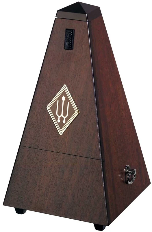 Wittner Metronome Taktell - Pyramid Shape - System Maelzel - Series 800 - Solid Wood Case - Without Bell - Genuine Walnut Matte 804M - Mechanical Wind-Up - No Batteries Required - Made in Germany
