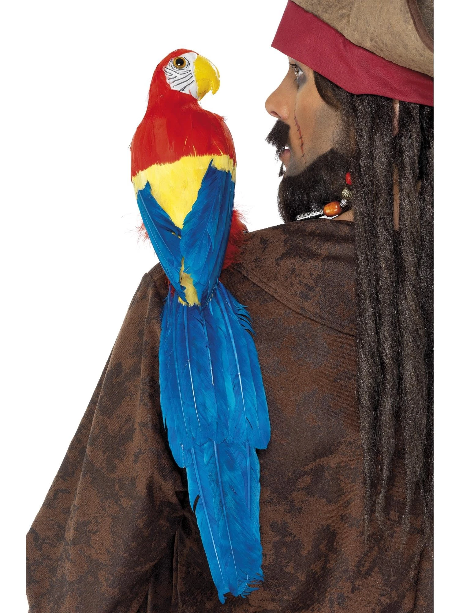 Smiffys Parrot 50cm / 20in, Multi-Coloured with Elastic Holder, Pirate Fancy Dress, Adult Dress Up Accessories