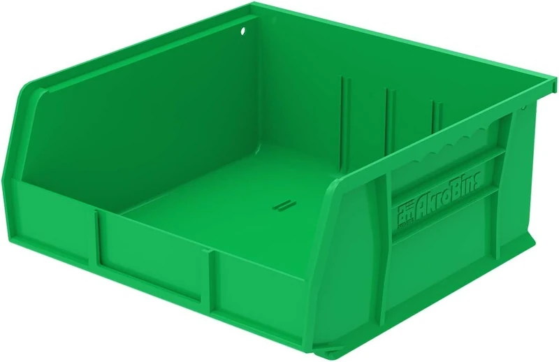 Akro-Mils 30235 Plastic Storage Stacking Hanging Akro Bin, 11-Inch by 11-Inch by 5-Inch, Green, Case of 6