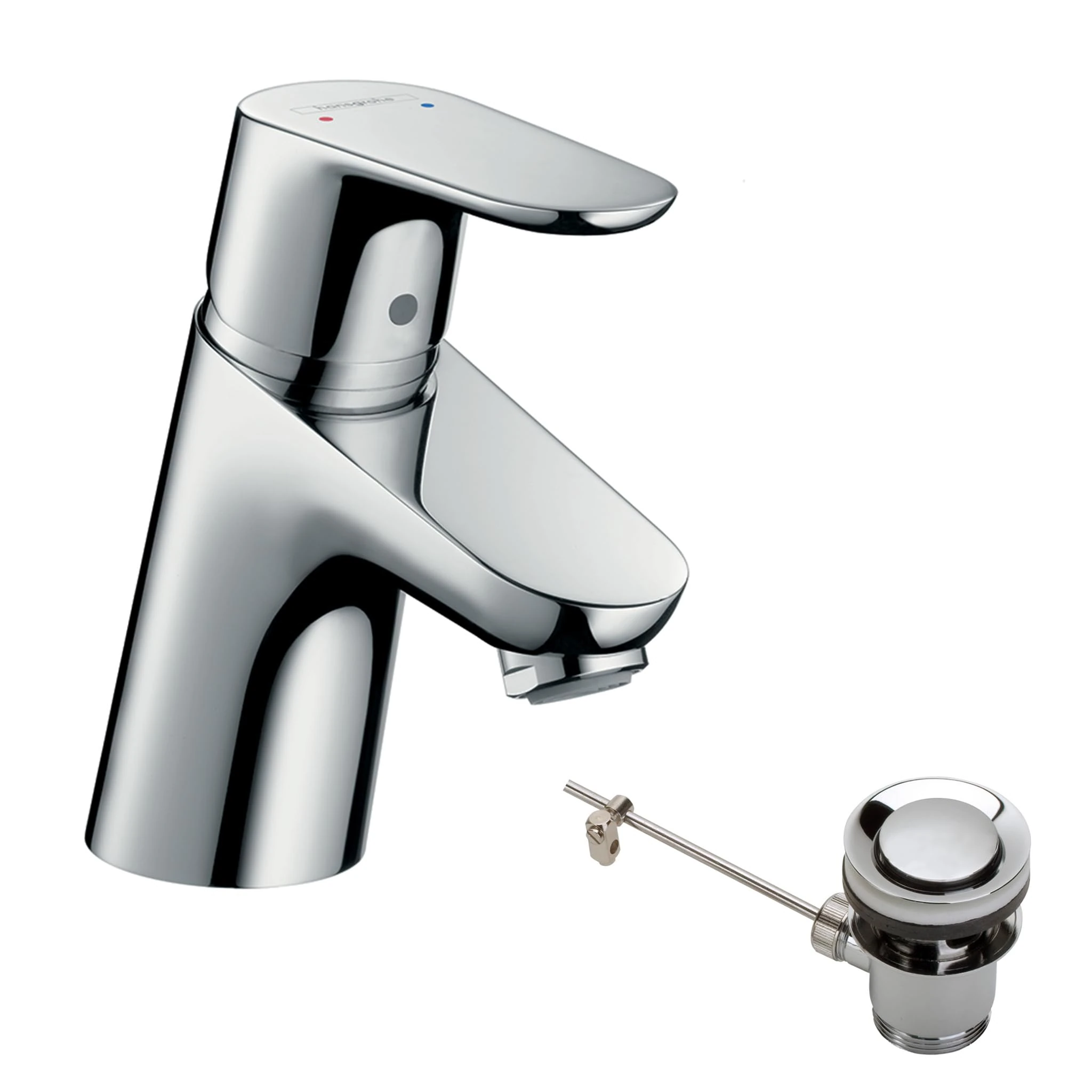 hansgrohe Focus basin mixer tap 70 with pop up waste, chrome