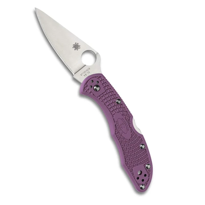Spyderco Delica4 Lightweight FRN Flat Ground PlainEdge Knife (Purple)