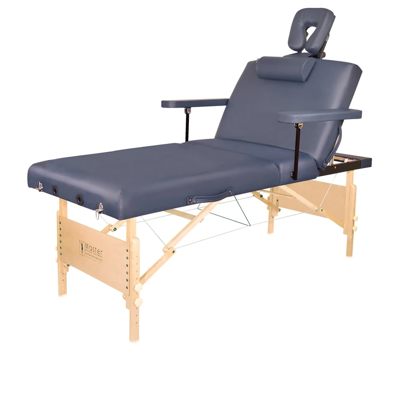 Master Massage 79cm Extra Wide Coronado Salon LX Portable Massage Table Package-Spa Beauty Salon Bed-Tattoo Lash and Facial Table-3 Section Tilting Backrest Massage Bed- Royal Blue