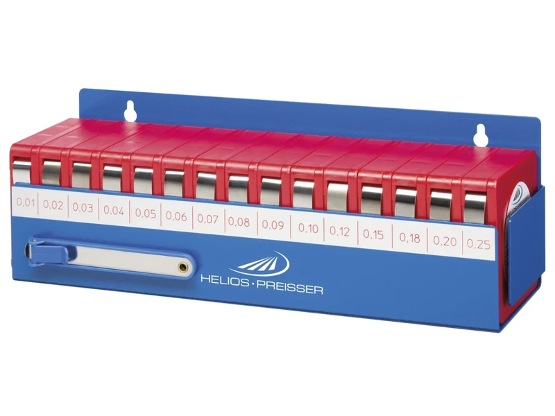 HELIOS-PREISSER Fühlerlehrenband-Set im Wandhalter 15-teilig, 0,01 - 0,25 mm, 0611180
