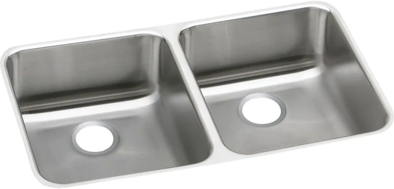 Elkay ELUHAD321655 Lustertone Stainless Steel 31-3/4-Inch x 16-1/2-Inch Undermount Double Basin Kitchen Sink