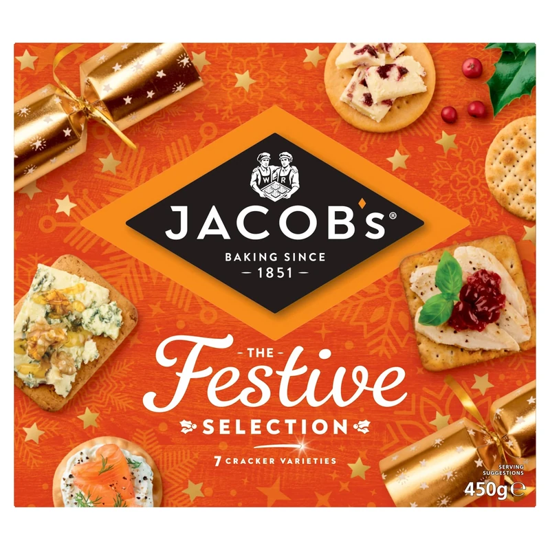 JACOB'S Biscuits for Cheese Carton Crackers, 7 Variety Assortment, 450 g (Pack of 1)