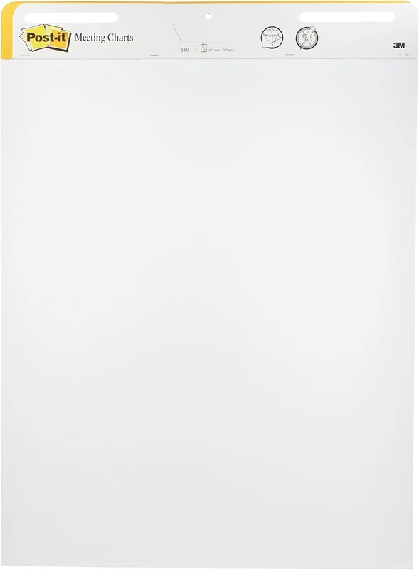 Post-it Super Sticky Self Stick Meeting Chart, White, 63.5 cm x 76.2 cm, Promo Pack, 2 + 1 FREE - For Brainstorming Anywhere and Keeping all Ideas Visible