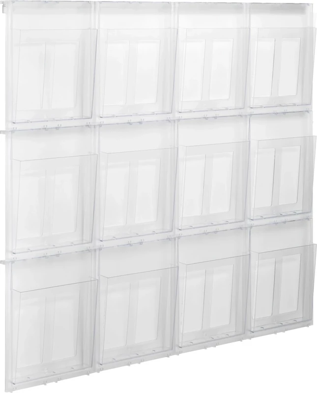 Helit H6811102 Eye-catching Brochure Display Rack, 12 Pockets, A4, Portrait, Clear