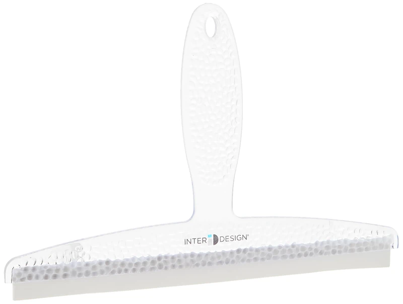 iDesign Shower Squeegee with Strong Suction Cup, Small Plastic Window Squeegee for Shower and Cleaning, Practical Shower Screen Wiper with Wide Rubber Lip, Clear