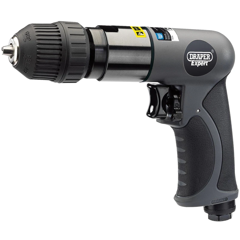 Draper 14258 Composite Body Soft Grip Reversible Air Drill with 10mm Keyless Chuck, 3/8" Drive