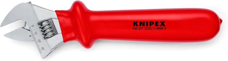 Knipex 98 07 250 Adjustable Wrench, Red/Silver, 250 mm