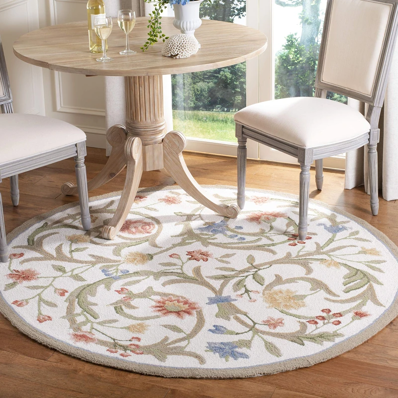 Safavieh Traditional Rug for Living Room, Dining Room, Bedroom - Chelsea Collection, Short Pile, in Ivory and Multicolor, 90 x 90 cm