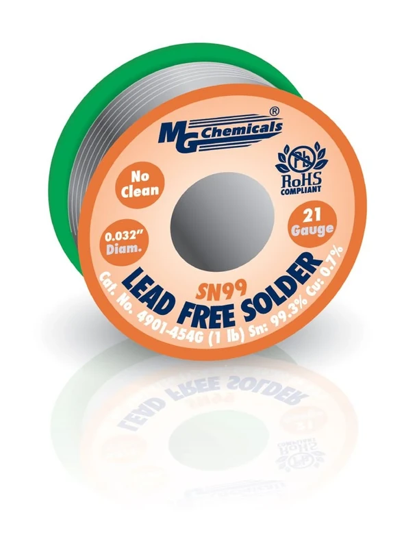 MG Chemicals SAC305, 99.3% Tin and 0.7% Copper, No Clean Lead Free Solder, 0.032" Diameter, 1 lbs Spool