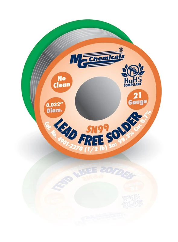 MG Chemicals SAC305, 99.3% Tin and 0.7% Copper, No Clean Lead Free Solder, 0.032" Diameter, 1/2 lbs Spool