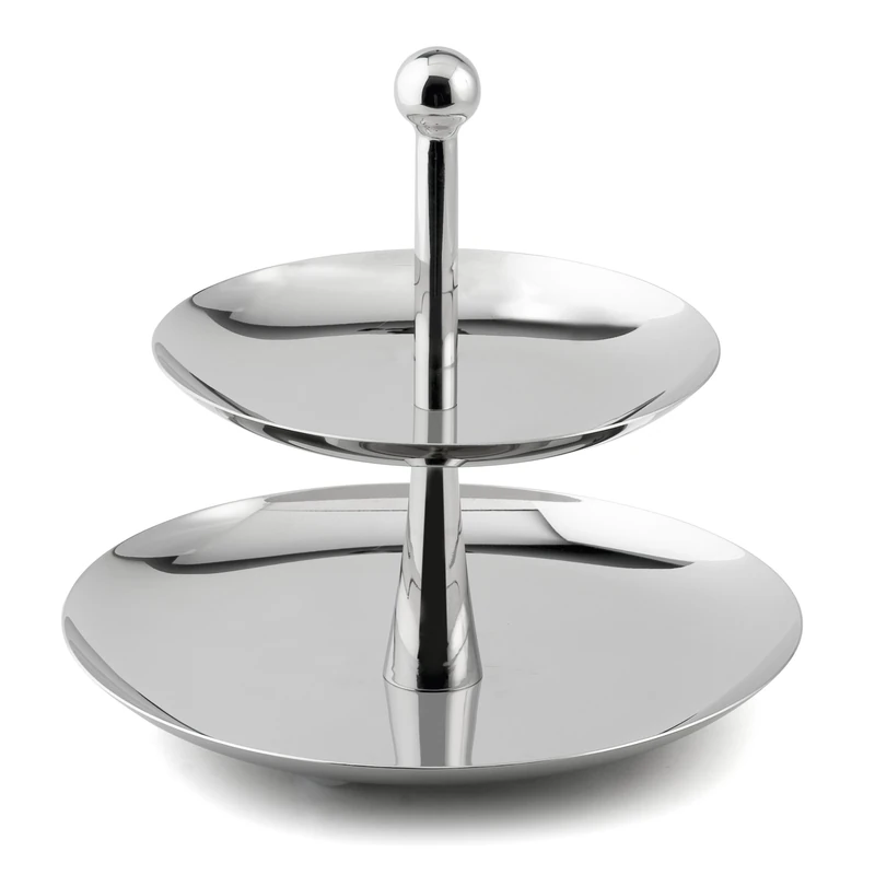 Weis Etagere with 2 Dishes, Silver - Image 1