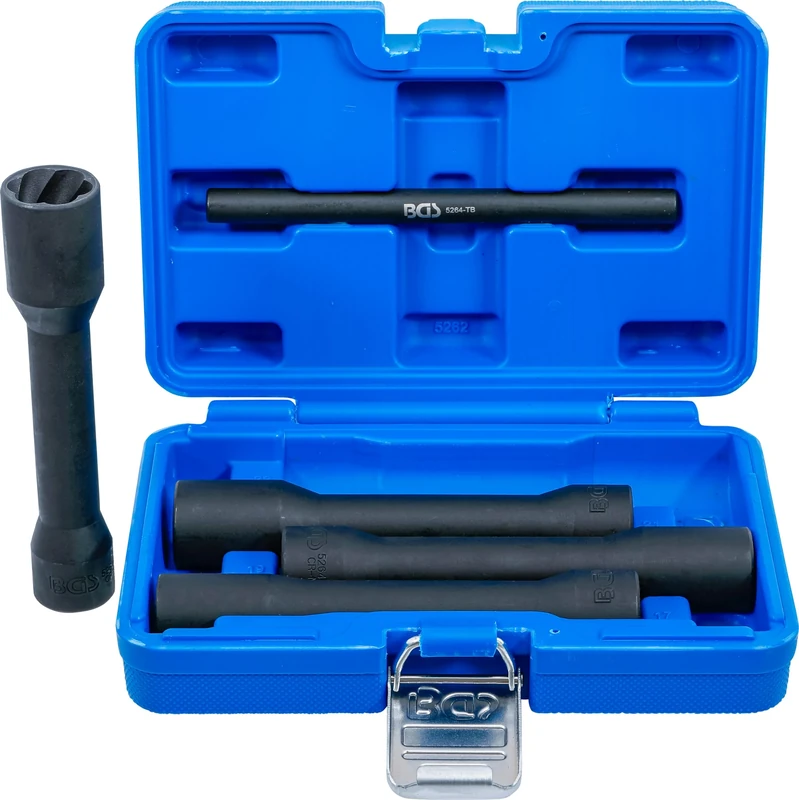 BGS 5262 | Twist Socket Set (Spiral Profile) / Screw Extractor, deep | 12.5 mm (1/2") Drive | 17 - 22 mm | 5 pcs.