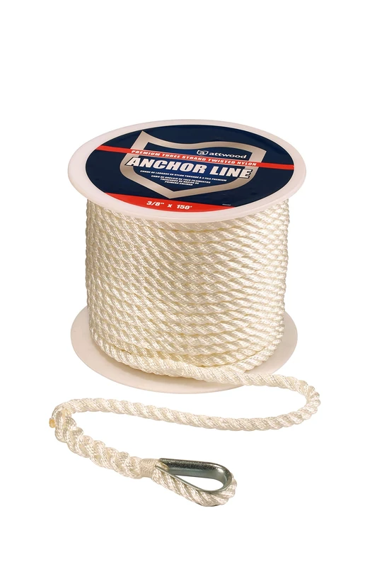 attwood Nylon Twisted Anchor Line with Thimble (3/8-Inchx150-Feet)