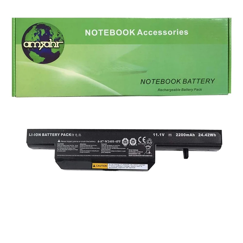 AMSB6|#Amsahr W240BUBAT-3-03 Replacement Battery for CLEVO W240BUBAT-3, W251EU, 6-87-W240S-4PF, VNB142, W240BUBAT3, W240BUBA-6 - Includes Stereo Earphone ()