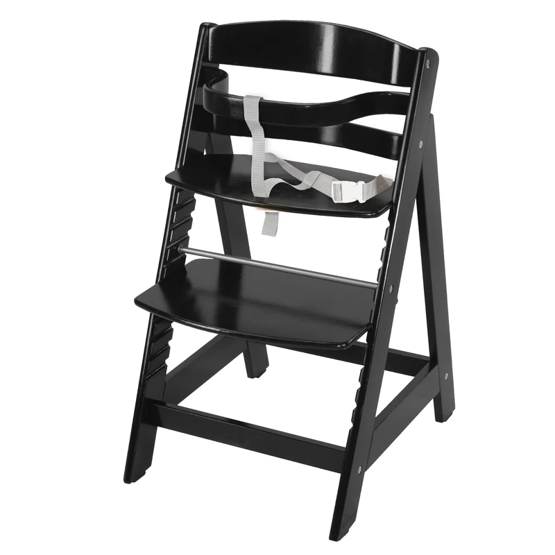roba Wooden Adjustable Highchair Sit Up III - Grow-Along Chair For Babies and Children - From 6 Months Onwards - Black