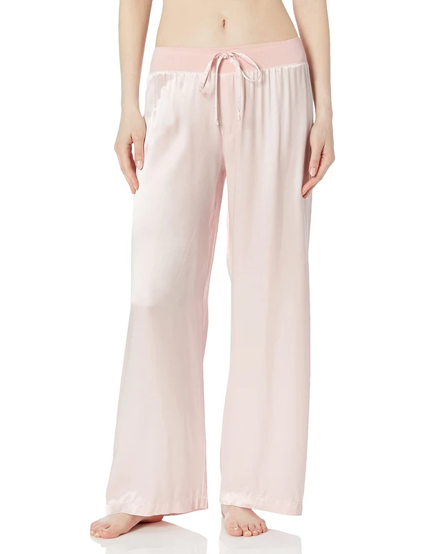 PJ Harlow Women's Jolie Satin Pant Pajama Bottoms, Blush, Large