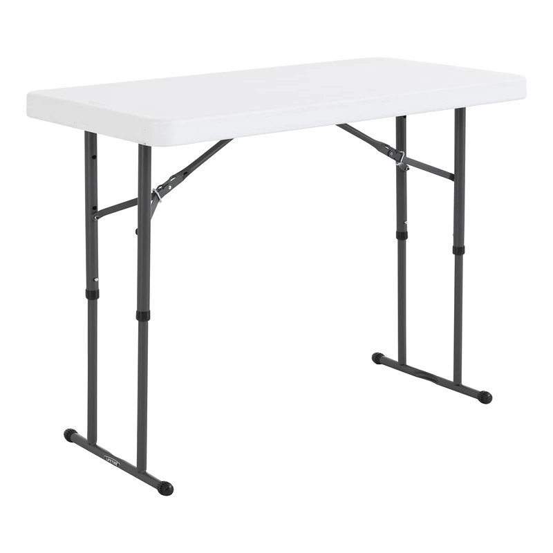 LIFETIME 80160 4 ft (1.22 m) Commercial Adjustable Height Folding Table - White
