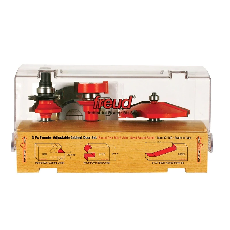 Freud 97-150: 3 Piece Premier Adjustable Cabinet Bit Set