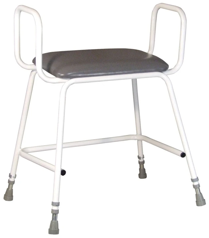 Aidapt Bariatric Height Adjustable Perching Stool With Padded Seat and Safety Arms For Elderly for Users with Limited Mobility