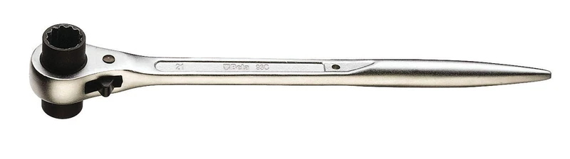 Beta 930120 Model 93 C19X24 Ratcheting Double-ended Offset Ring Spanner for Scaffolding Bolts, 19mm x 24mm