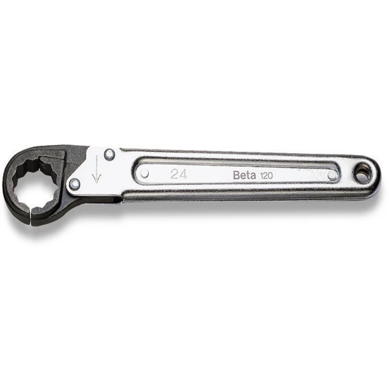 Beta 1200024 Model 120 24 Ratchet Opening Single Ended Bi-Hex Spanner, 24mm