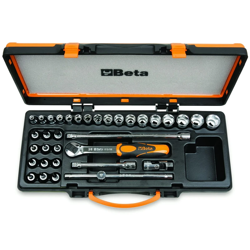 Beta 9100944 Model 910 A/C29 Sockets 12 Socket Drivers and 5 Accessories, 3/8 Drive, 17 Pieces