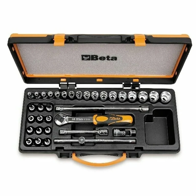 Beta 900/C29 29 Piece Sockets, Socket Drivers, Extension Bars, T-Handle and Reversible Ratchet Assortment in case