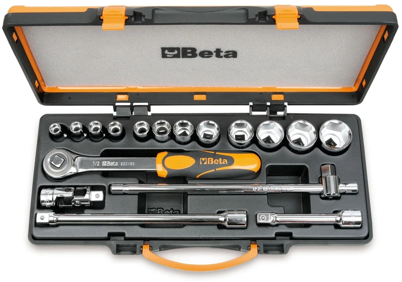 Beta 9200931 Model 920 A/C12 Hexagon Sockets and 5 Accessories, 10-32mm, 1/2 Drive, 12 Pieces
