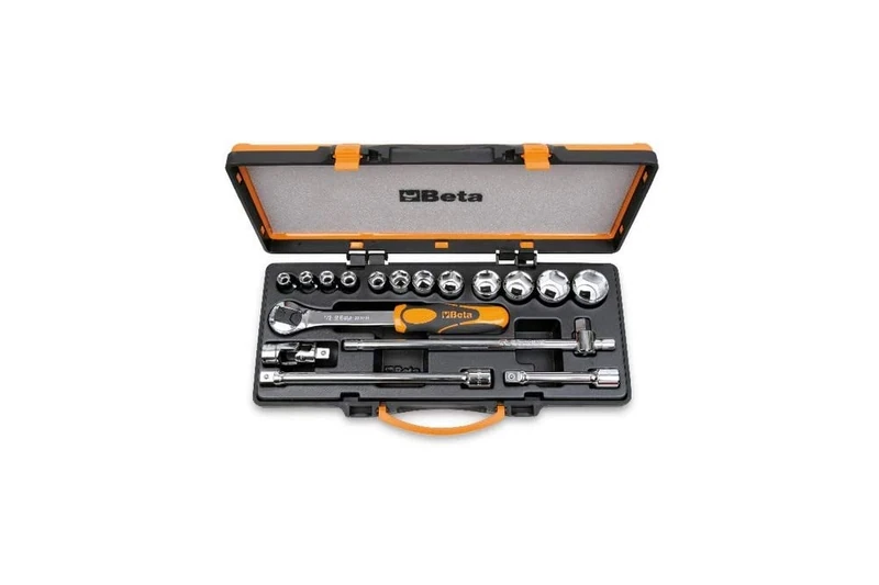 Beta 9200933 Model 920 A/C12X Hexagon Sockets and 5 Accessories, 10-32mm, 1/2 Drive, 12 Pieces